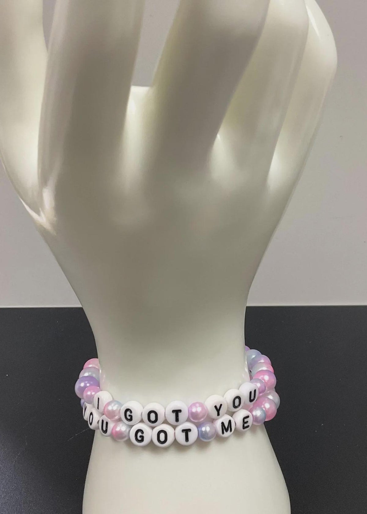 Glass Bead Bracelet Stack, "I Got You" & "You Got Me” Beaded Jewellery