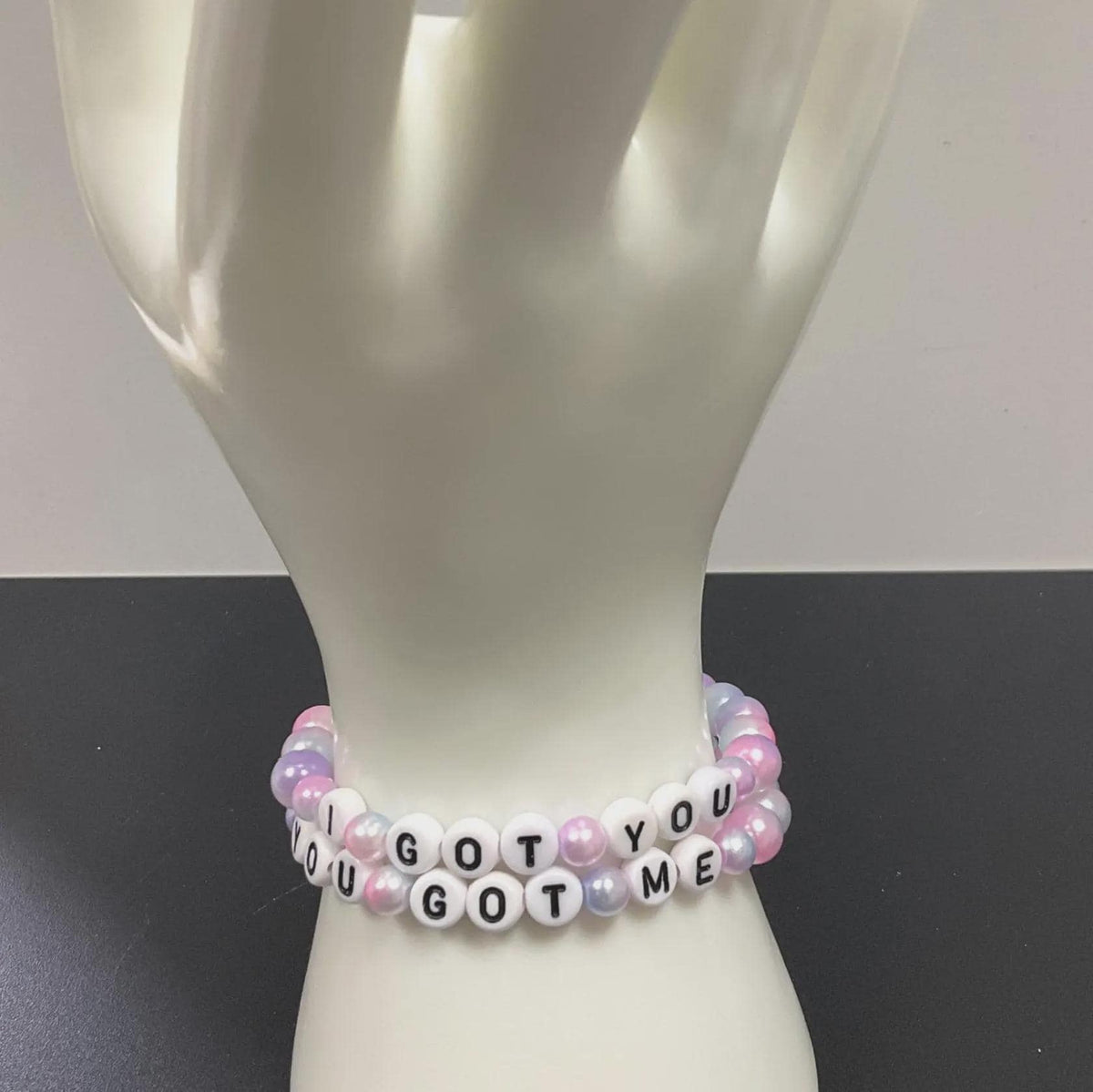 Glass Bead Bracelet Stack, "I Got You" & "You Got Me” Beaded Jewellery