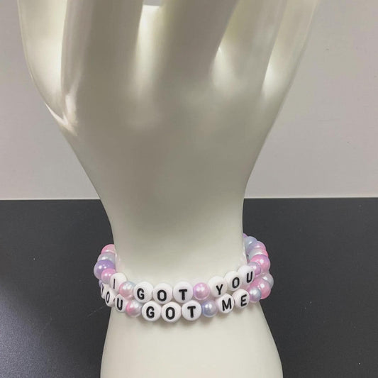 Glass Bead Bracelet Stack, "I Got You" & "You Got Me” Beaded Jewellery