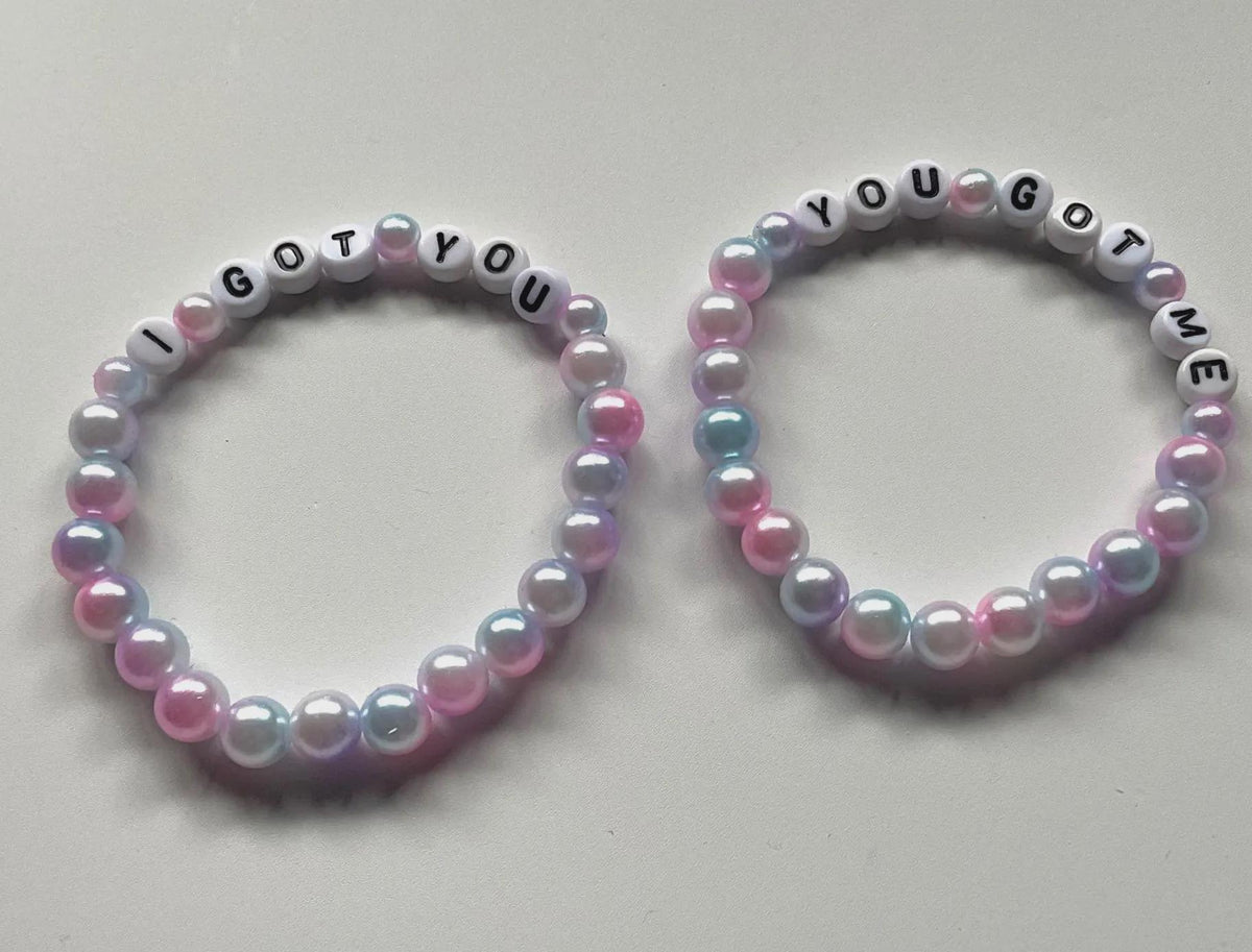 Glass Bead Bracelet Stack, "I Got You" & "You Got Me” Beaded Jewellery